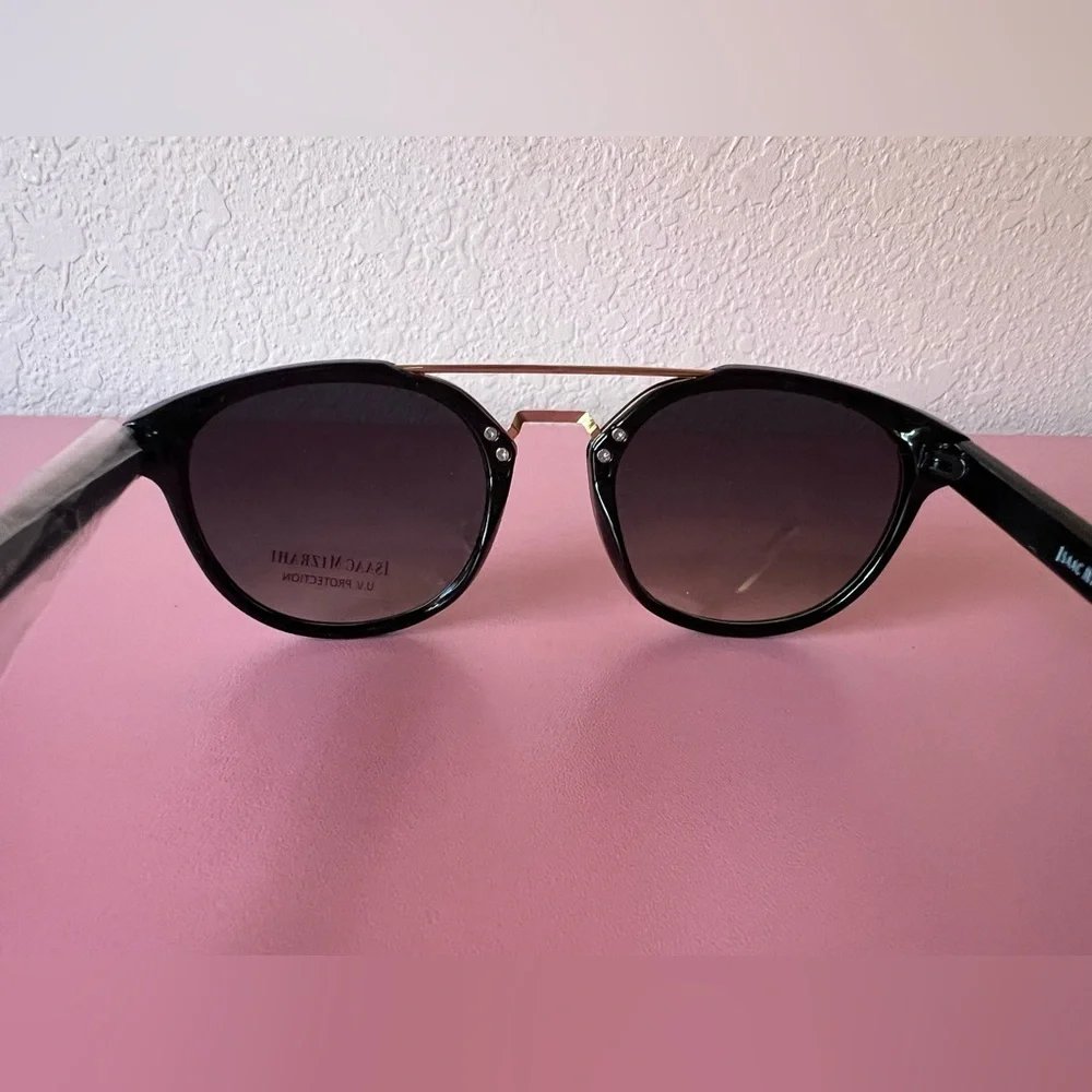 Isaac Mizrahi Black and Gold Aviator Sunglasses